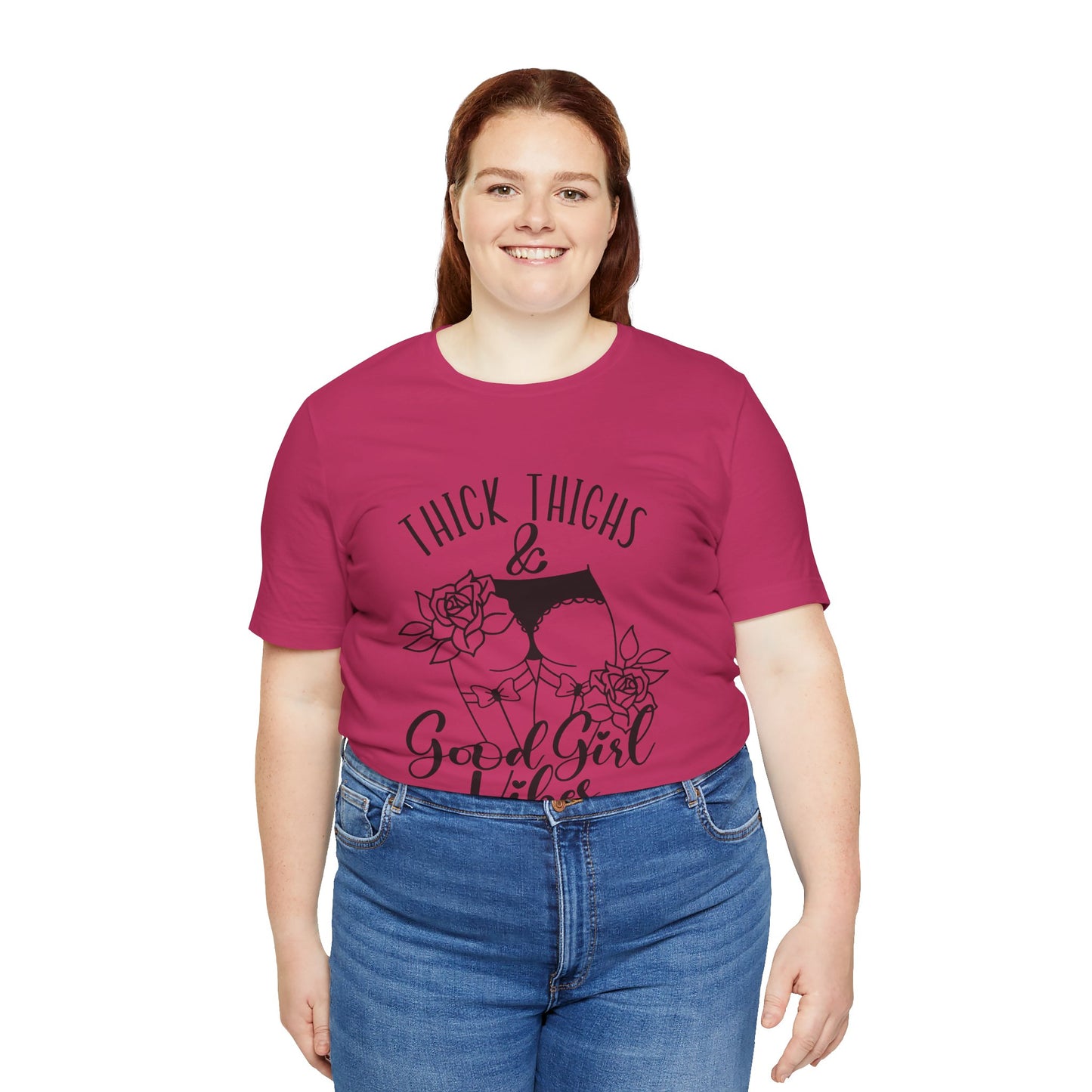 Thick Thighs & Good Girl Vibes Unisex Jersey Short Sleeve Tee