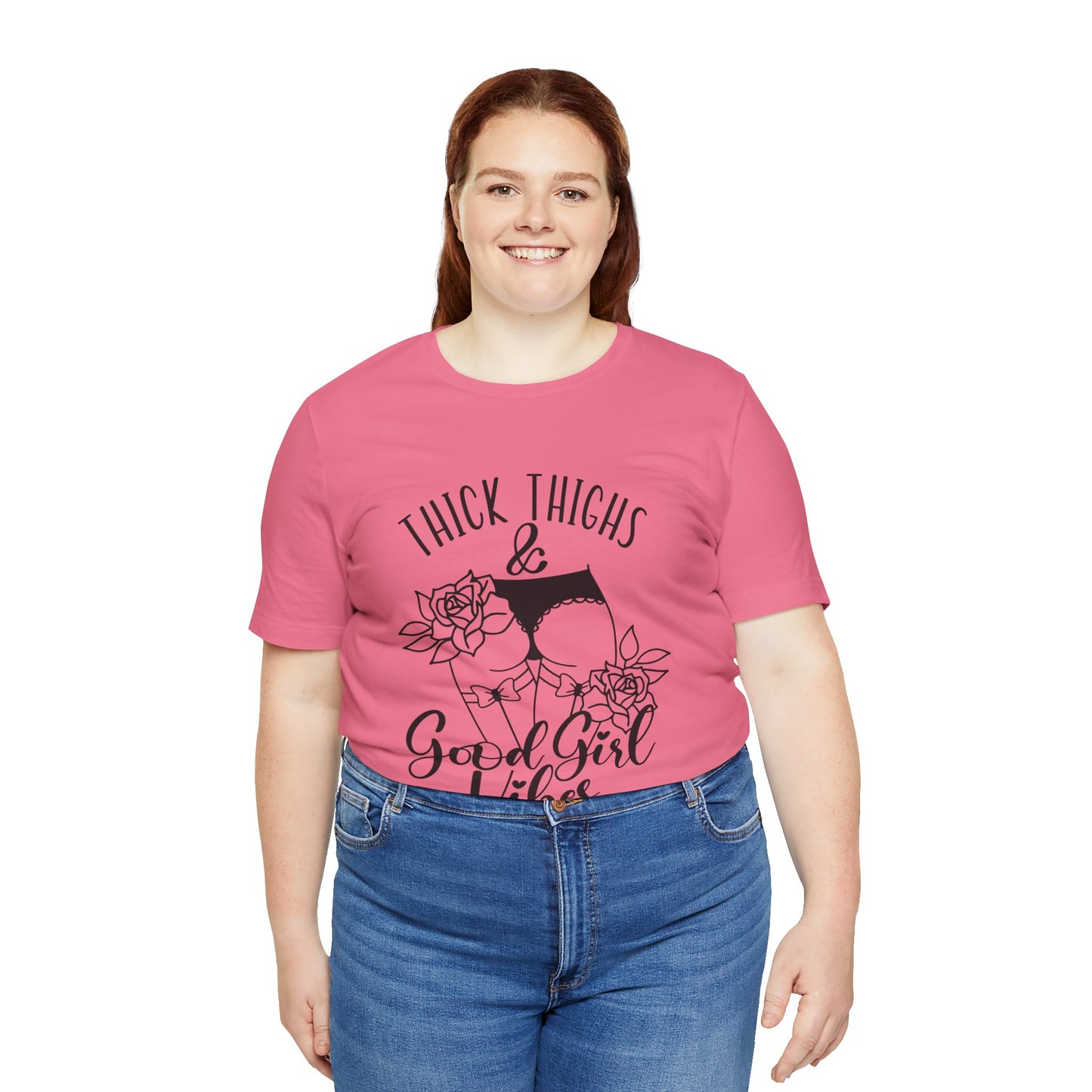 Thick Thighs & Good Girl Vibes Unisex Jersey Short Sleeve Tee