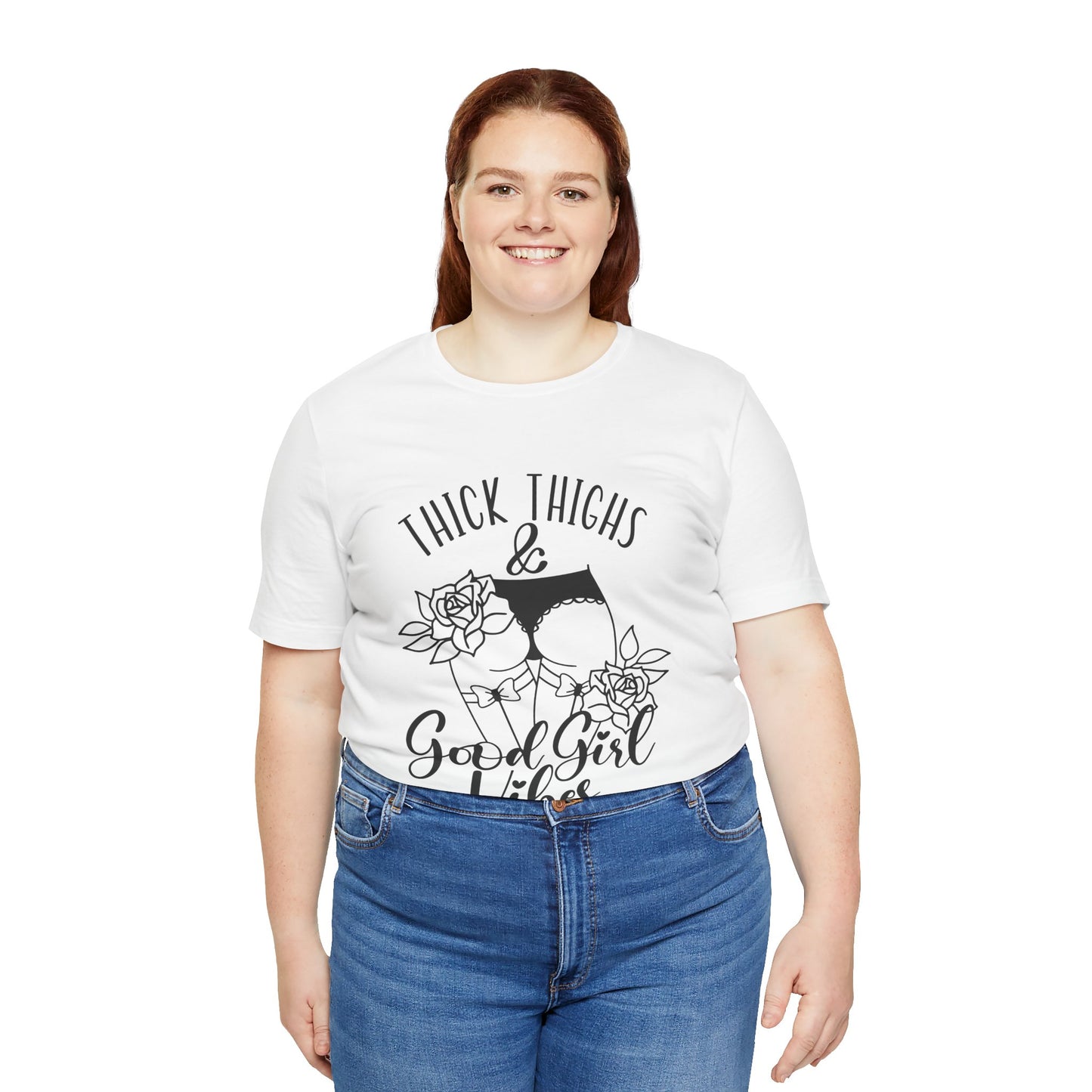 Thick Thighs & Good Girl Vibes Unisex Jersey Short Sleeve Tee