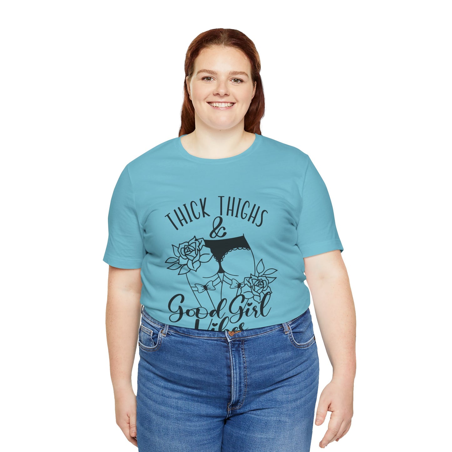 Thick Thighs & Good Girl Vibes Unisex Jersey Short Sleeve Tee