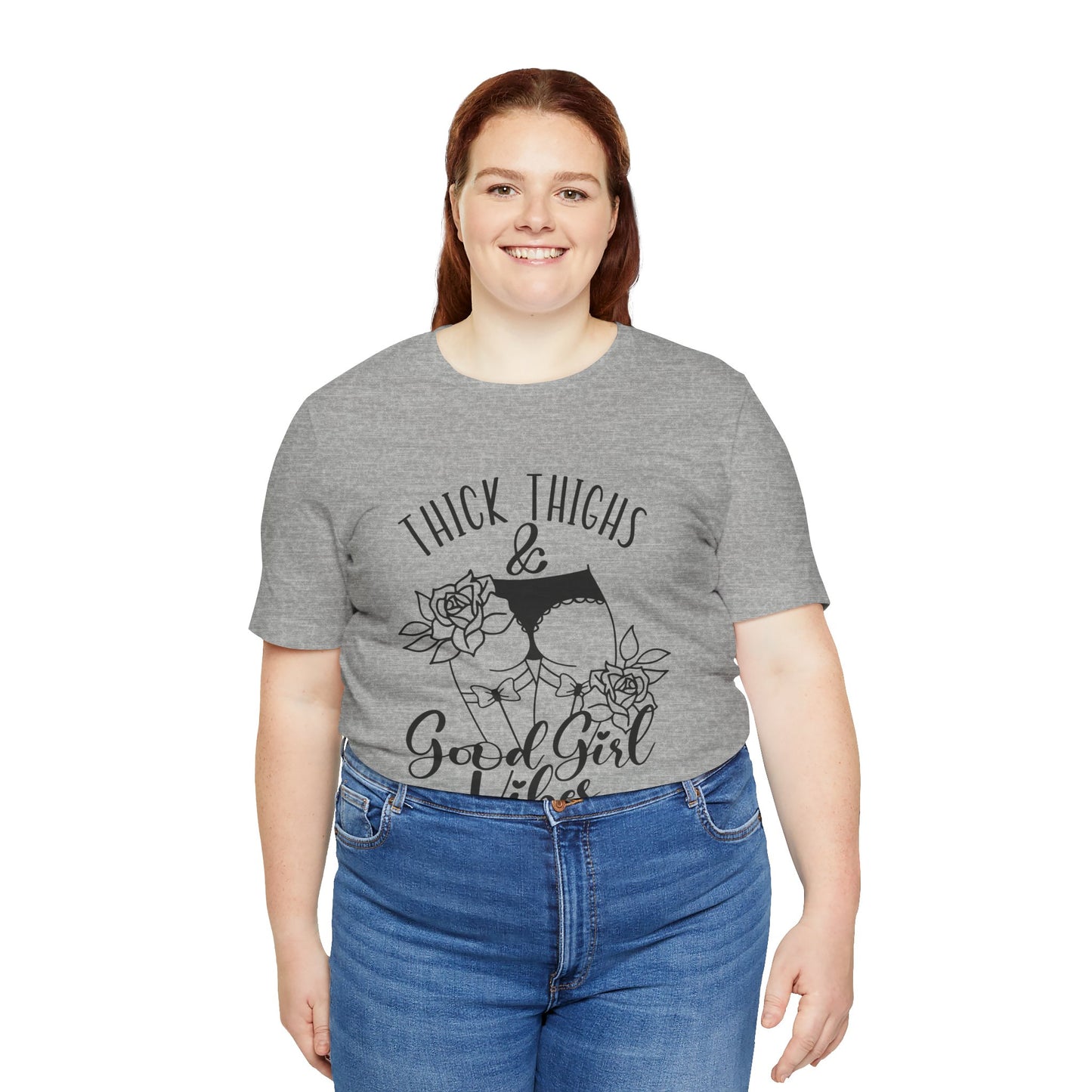 Thick Thighs & Good Girl Vibes Unisex Jersey Short Sleeve Tee