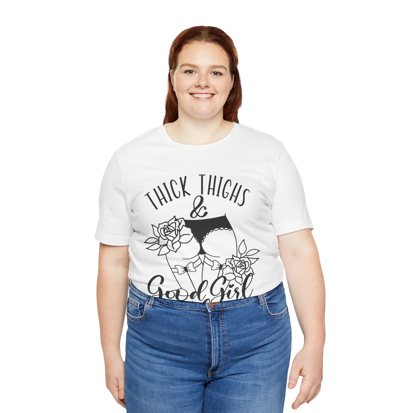 Thick Thighs & Good Girl Vibes Unisex Jersey Short Sleeve Tee