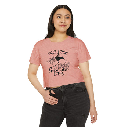 Thick Thighs & Good Girl Vibes Women's Festival Crop Top