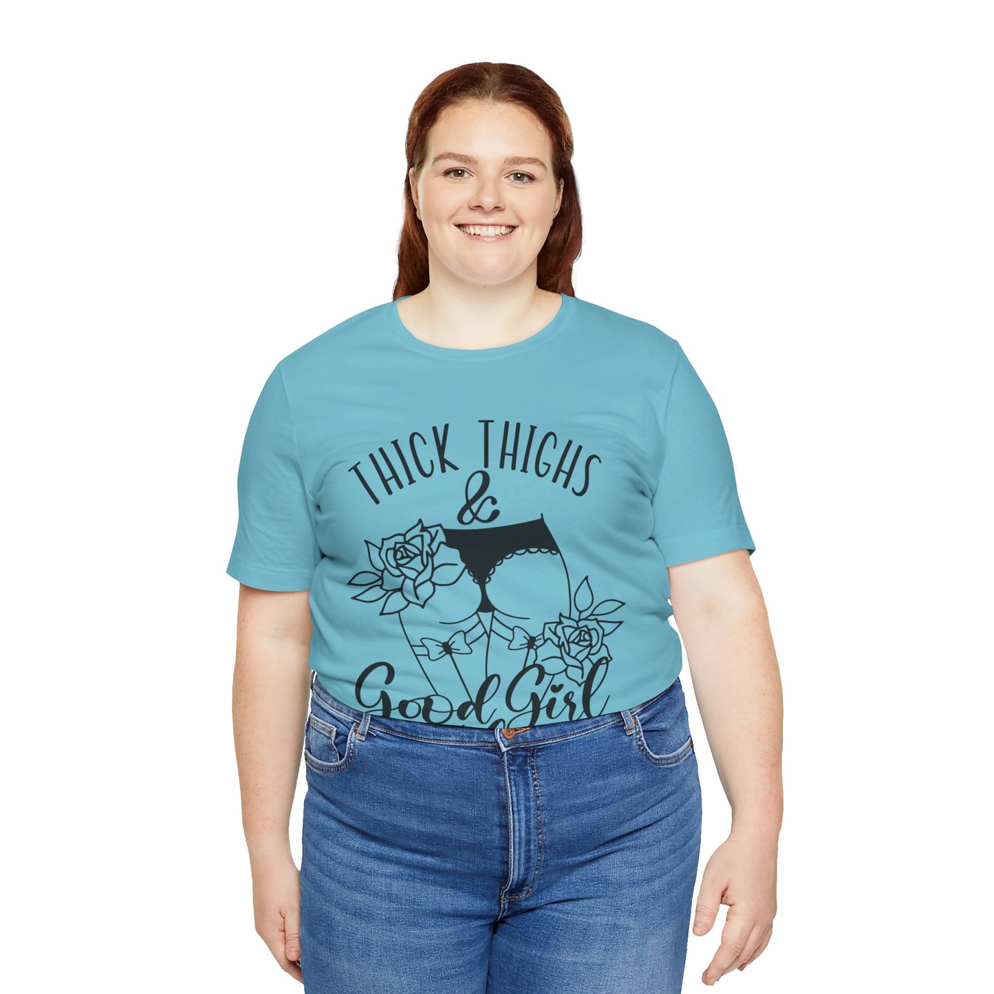 Thick Thighs & Good Girl Vibes Unisex Jersey Short Sleeve Tee